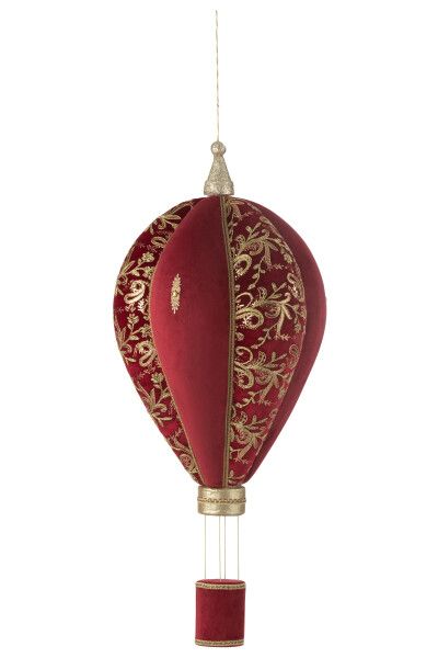 Heteluchtballon Hangend Polyfoam/Textiel Rood/Goud Large H 125 x B 49 x L 49 cm (46513)