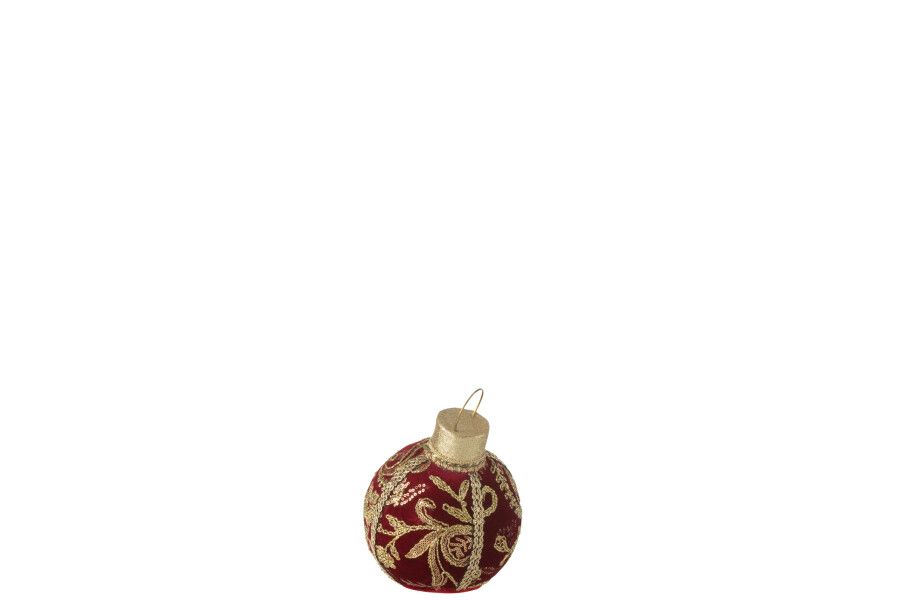 Bal Decoratief Patroon Polyfoam/Textiel Rood/Goud Small H 20 x B 15 x L 15 cm  (46514)