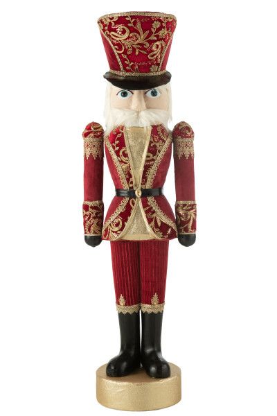 Notenkraker Staand Polyfoam/Textiel Rood/Goud H 148 x B 29 x L 44 cm  (46520)