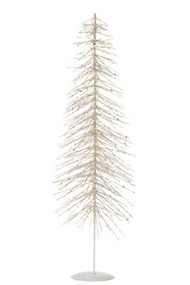 Décoration Sapin de Noël Paillettes Métal/Plastique Blanc/Argent Grand H 58 x L 18 x L 18 cm (47050)