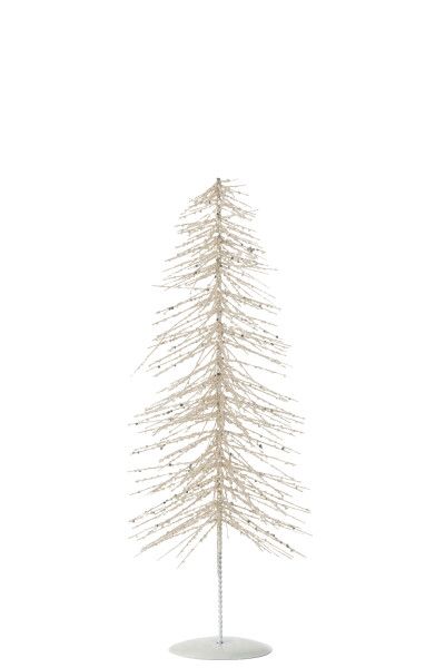 Kerstboom Decoratief Glitter Metaal/Plastiek Wit/Zilver Medium H 45 X B 14 X L 14 CM (47049)