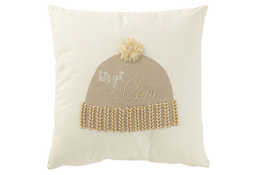 Kussen Muts Let&#39;s Get Cozy Katoen Wit/Beige H 12 x B 45 x L 45 cm  (47123)