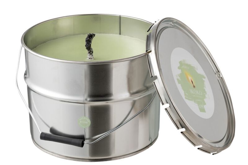 Buitenkaars Verfpot Ikoko Metaal/Was Muntgroen Large 135u H 21,5 x B 29 x L 29 cm  (21758)