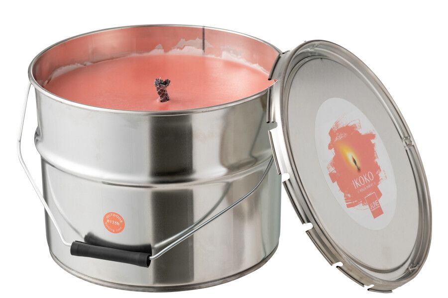 Buitenkaars Verfpot Ikoko Metaal/Was Abrikoos Large 135u H 21,5x B 29 x L 29 cm  (21762)