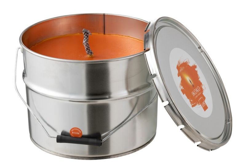 Buitenkaars Verfpot Ikoko Metaal/Was Oranje Large 135u H 21,5 x B 29 x L 29 cm (21766)
