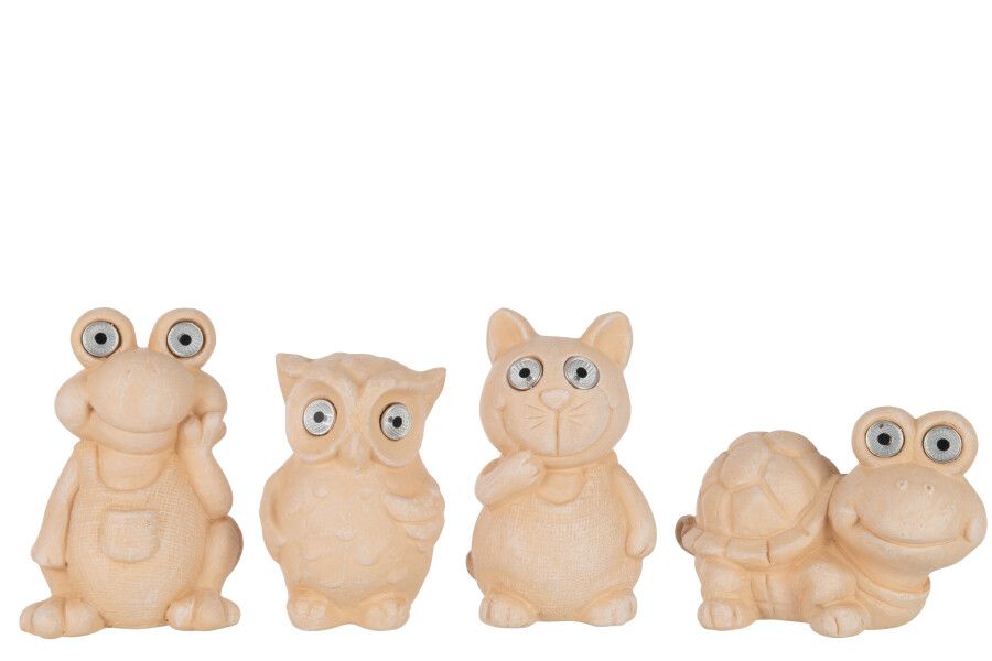 Figuur Solar Keramiek Licht Terracotta Assortiment Van 4 H 23,5 x B 21,5 x L 16 cm (21831)