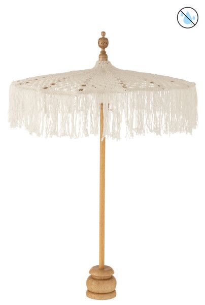 Parasol+Pied Macramé Coton Blanc Petit H 96 x L 67 x L 67 cm (22080)