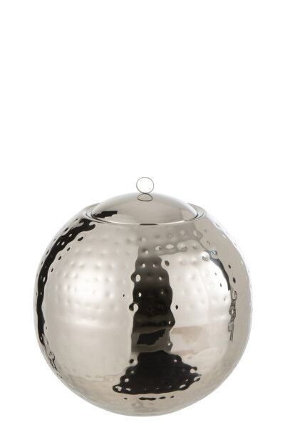 Drijvende Brander Bol Gehamerd Stainless Steel Zilver H 23 x B 20 x L 20 cm  (23789)