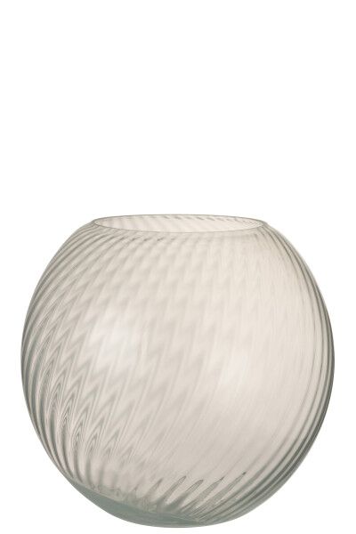 Vaas Rond Ribbels Glas Wit Large H 25 x B 25 x L 25 cm (13964)