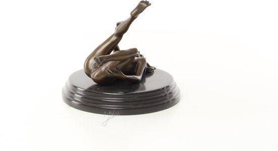 Erotisch Beeld - Naakte Vrouw - Bronzen Beeld - Kunst Sculptuur - Brons Beeldje - Marmer - Erotiek - Decoratie - 23x19x16. (EC-13)