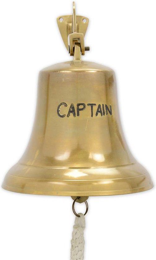 Scheepsbel - Messing bel met wandbevestiging - Kapitein - Captain. (FZ-86)