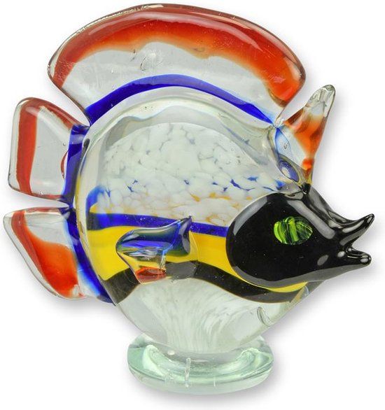 Glazen beeld - Discus vis - Murano stijl - 16,2 cm hoog (MN-11)