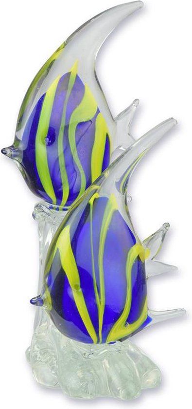 Glazen beeld - 2 Maanvissen - Murano stijl - 30,1 cm hoog.   (MN-12)