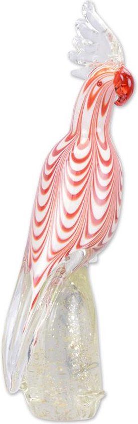 Glazen beeld - Kaketoe - Murano stijl - 35,7 cm hoog (MN-14)