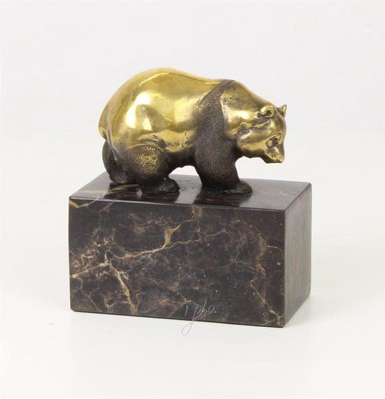 Bronzen panda - Bronzen beeldje - Dierenrijk - 14,2 cm hoog (DSSL-74)