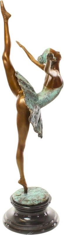 Ballerina beeld - Bronzen Beeldje - Ballet Danseres - Kunst Sculptuur - Brons Kunstwerk - Dans Beelden - Decoratie - 36x21x66 (KF-89)