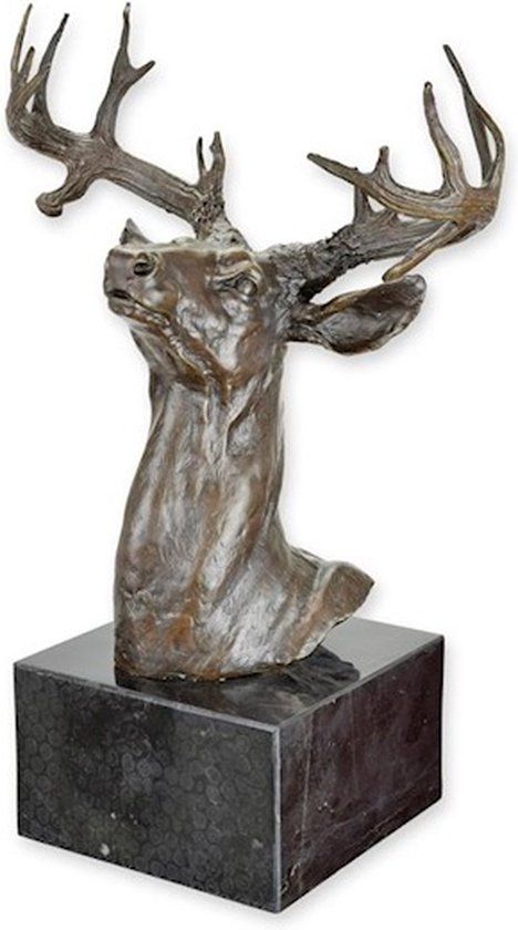 Hertenkop Buste - Bronzen Beeld - Hert Kop - Kunst Sculptuur - Brons Decoratie - 23x32x52 (YY-4)