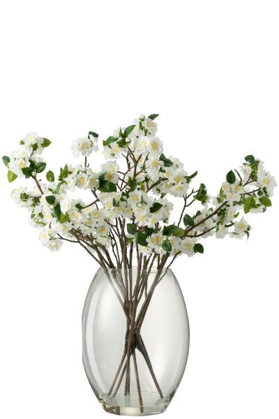 Bloesem In Vaas Plastiek Glas Wit Xl (22406)