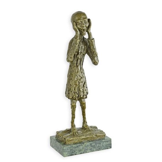 De Schreeuw - Bronzen Beeld - Edvard Munch Kunstwerk - Kunst Sculptuur - Brons Beeldje - Interieur Decoratie - Verzameling - Gesigneerd - 15x10x38 (be-61)