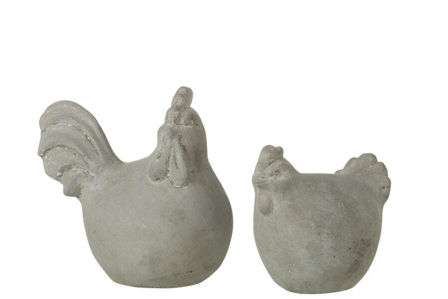 Set Van 2 Figuur Glendy Cement Grijs (34531) H 14 x B 19,5 x L 16 )