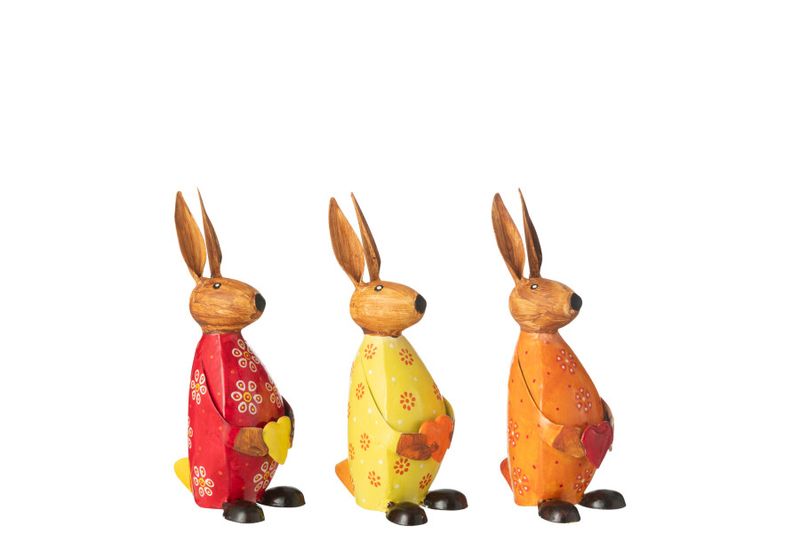Konijn Met Hart Ijzer Mix Small Assortiment Van 3 H 18 x B 8 x L 9 cm (50319)