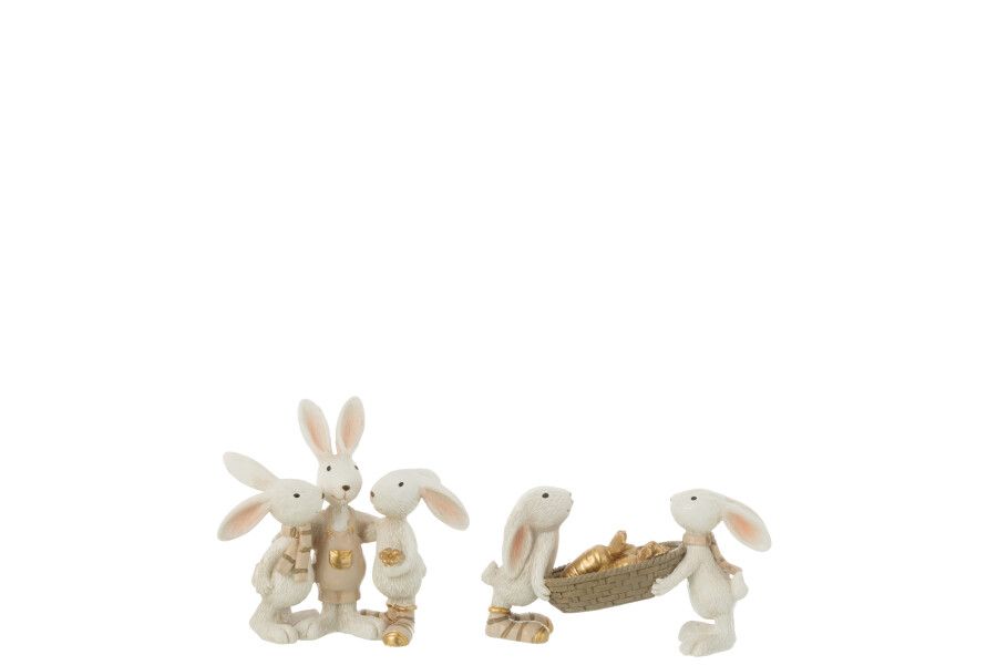 Konijn Wortels + Knuffel Resin Mix Assortiment Van 2 H 7,5 x B 5 x L 13 cm (50643)