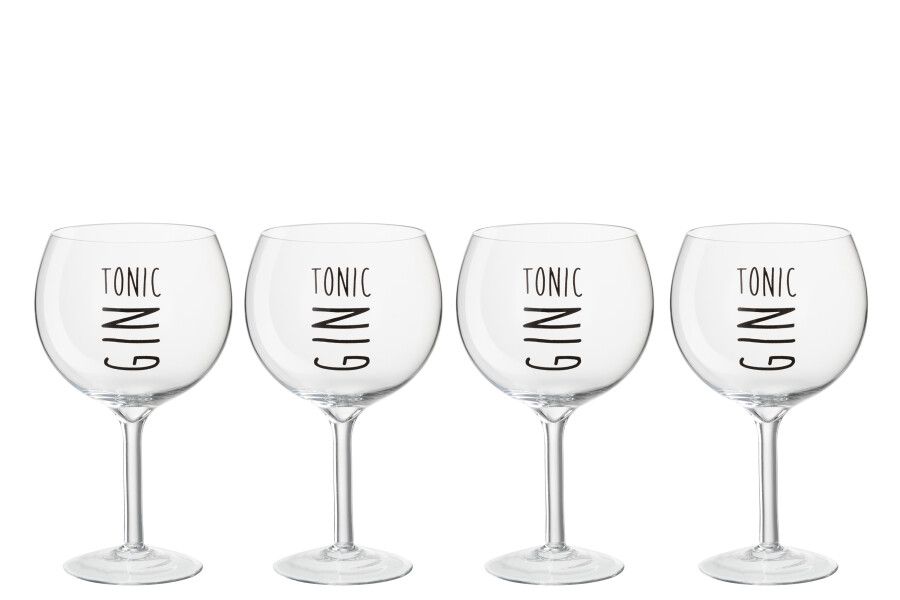 Giftbox 4 Ginglazen Glas Transparant/Zwart   (14043)