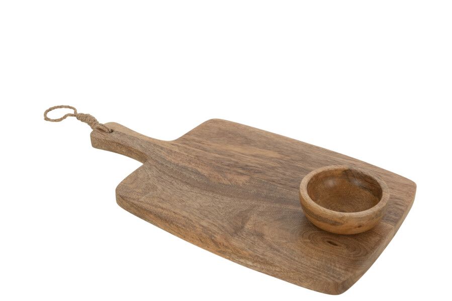 Snijplank+Kom Mango Hout Naturel H 5 x B 20,5 x L 38,5 cm  (15827)