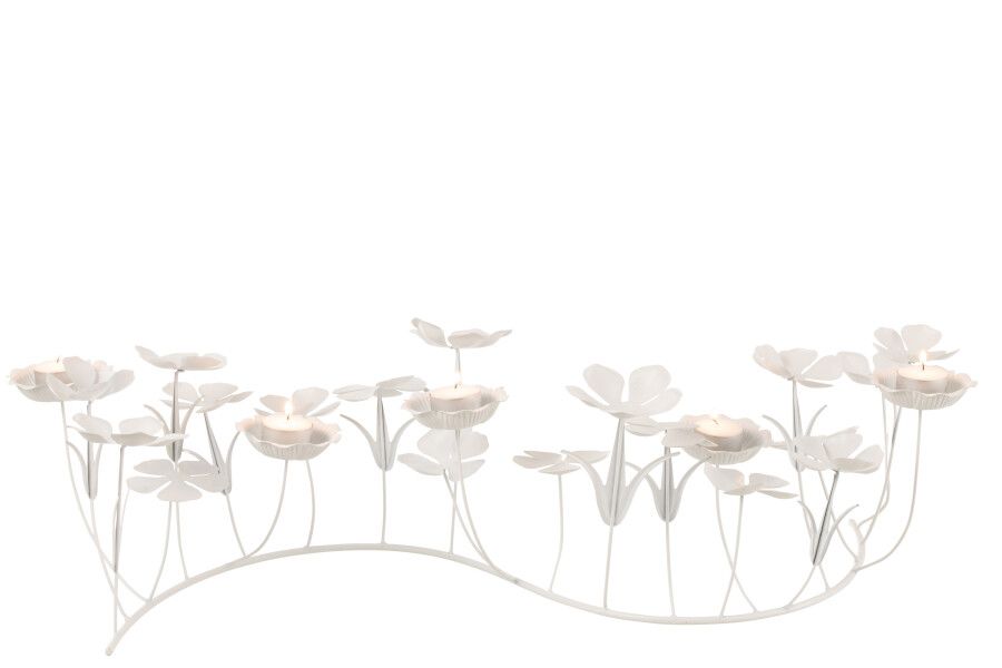 Decoratie Bloemen Metaal Wit Large H 20 x B 32,5 x L 79 cm (20387)