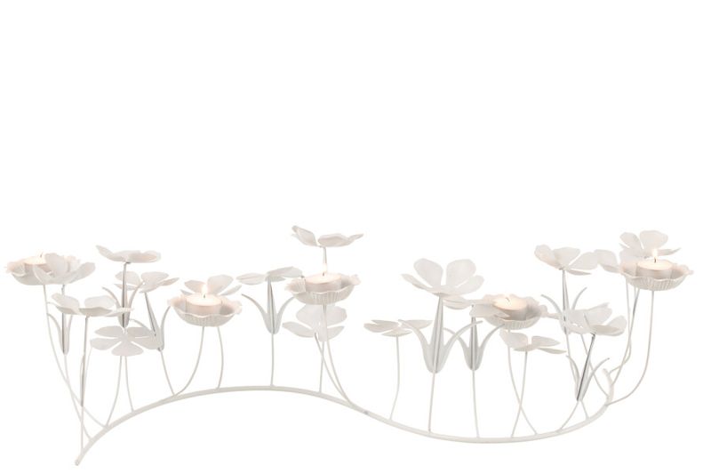 Decoratie Bloemen Metaal Wit Large H 20 x B 32,5 x L 79 cm (20387)