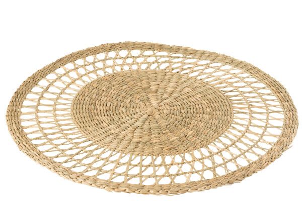 Onderlegger Rond Zeegras Naturel H 0,5 x B 40 x L 40 cm (4 stuks)(20860)