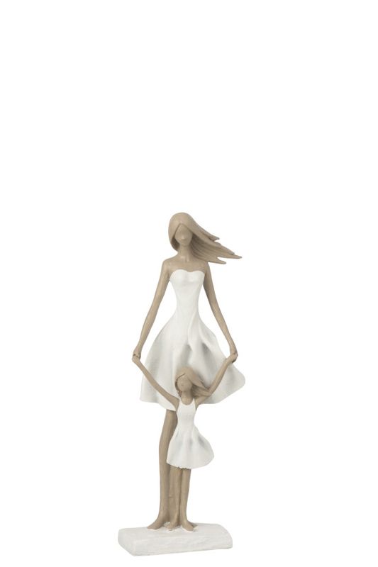 Moeder Met Dochter Poly Wit/Taupe S H 32,5 x B 7,5 x L 12 cm (21471)