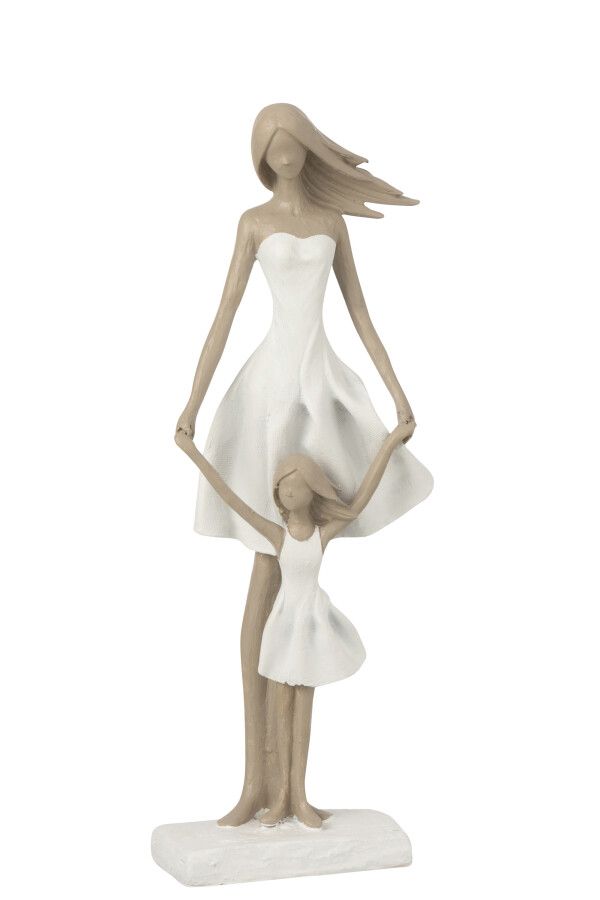 Moeder Met Dochter Poly Wit/Taupe L (21472)