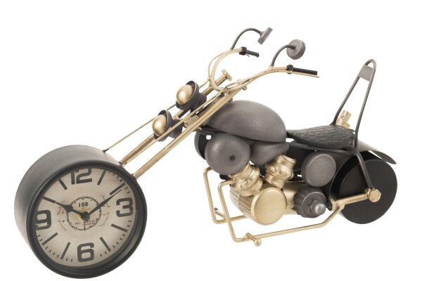 Klok Moto Metaal Antiek Grijs/Goud H 20 x B 46,5 x L 13 cm  (12282)