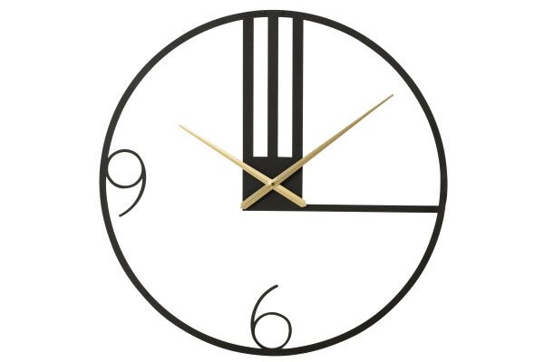 Klok Lijnen Metaal Zwart Large H 0,50 x B 69 x L 69 cm (30013)