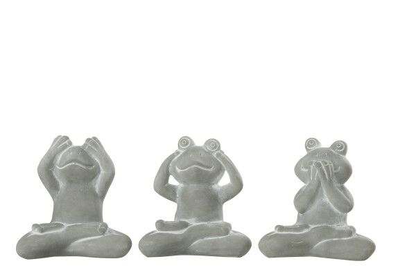 Kikkers Zien/Horen/Zwijgen Cement Grijs Assortiment Van 3 H 13 x B 7,5 x L 12,5 cm (32583)