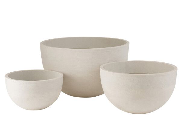 Set Van 3 Bloempotten Rond Keramiek Laag Wit H 46 x B 60 x L 60 cm  (3270)