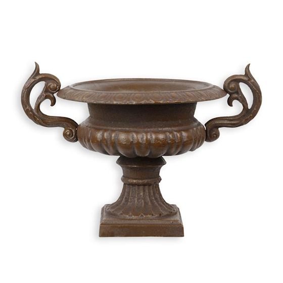 Een gietijzeren plantenbak, bruin H 26,1 x B 26,3 x L 37,2 cm (mb-51)