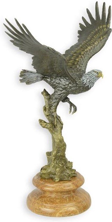 Bronzen Adelaar Beeld - Brons Sculptuur H 33 x B 15,2 x L 30,2 cm (BX-13)