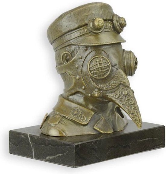 Pest Masker - Bronzen Beeld H 13 x B 9,9 x L 11,4 cm (BX-16)
