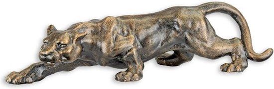 Panter - Gietijzer Beeld - Panter Beeldje H 11,4 x B 13,5 x L 41,5 cm (DSJP-49)
