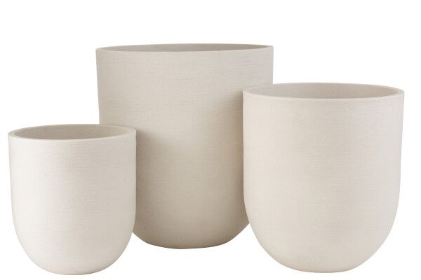 Set Van 3 Vaas Rond Keramiek Hoog Wit  H 61,5 x B 55 x L 55 cm (3272)