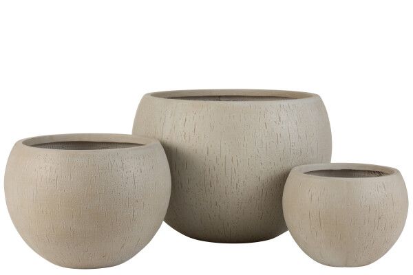 Set Van 3 Bloempotten Rond Klei Beige  H 39 x B 55,5 x L 55,5 cm (3295)