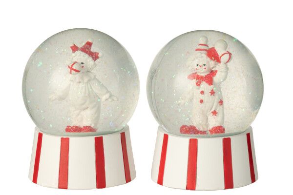 Waterbol Clown Steen Rood/Wit Assortiment Van 2 H13 x B 10 x L 10 cm  (55021)