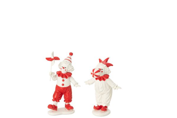 Clown Ballon + Speelgoed Steen Rood/Wit Assortiment Van 2 H 16,5 x B 9 x L 11,5 cm  (55023)