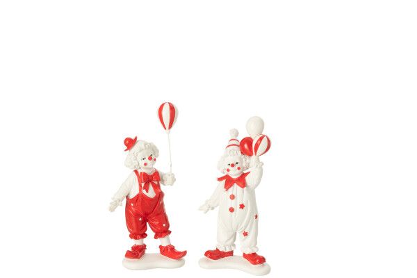 Clown Ballon Steen Rood/Wit Assortiment Van 2 H 19,5 x B 7 x L 10 cm  (55025)