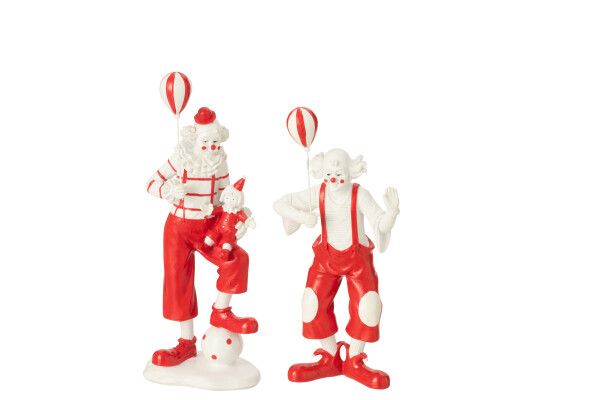 Clown Ballon + Pop Steen Rood/Wit Assortiment Van 2 H 24 x B 6,5 x L 11,5 cm  (55027)