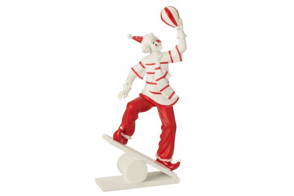 Clown Koorddanser Steen Wit/Rood H 27 x B 6 x L 14 cm (55029)