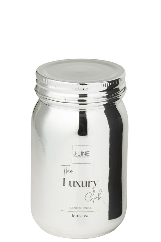 Pot de rangement pour bougie parfumée en verre argenté - 69u H 13 x L 8 x P 8 cm (55046)