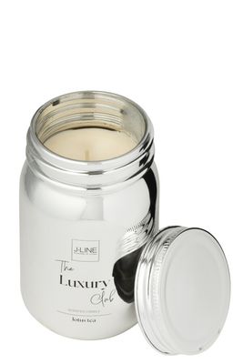 Pot de rangement pour bougie parfumée en verre argenté - 69u H 13 x L 8 x P 8 cm (55046)